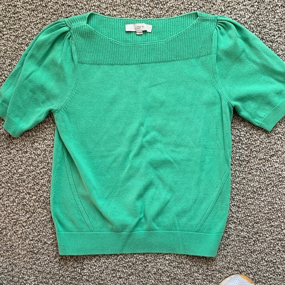 LOFT Vibrant Green Crew Neck Sweater